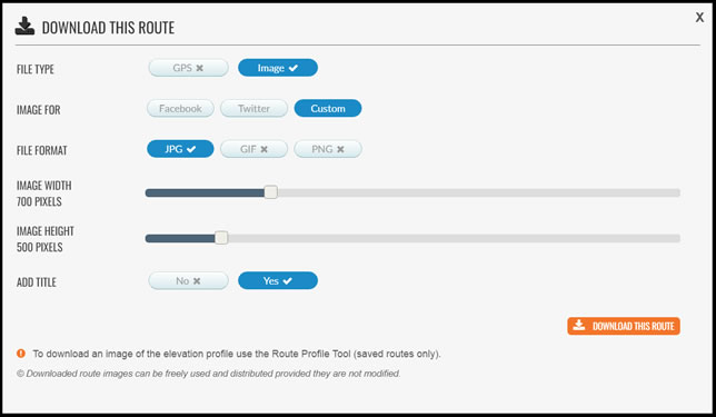 Download route as an image