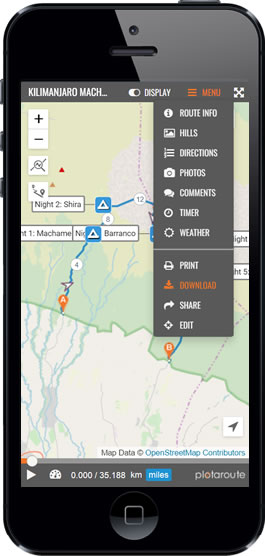 Select DOWNLOAD from the route map menu