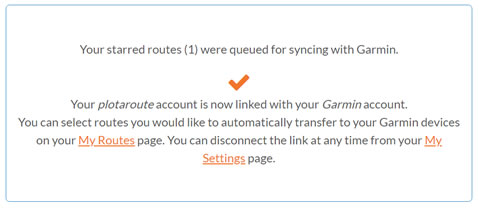 Garmin Link set-up complete