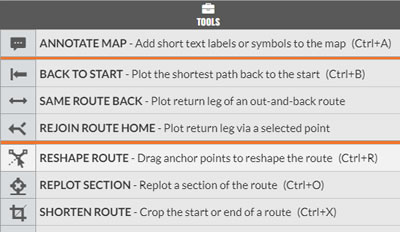 Keyboard shortcuts on the toolbar