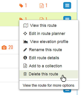 My Routes context menu