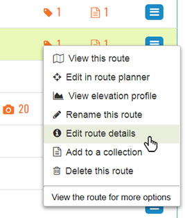 Edit details of a route