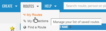 My Routes option on the menus
