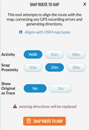 Select the Snap Route to Map panel